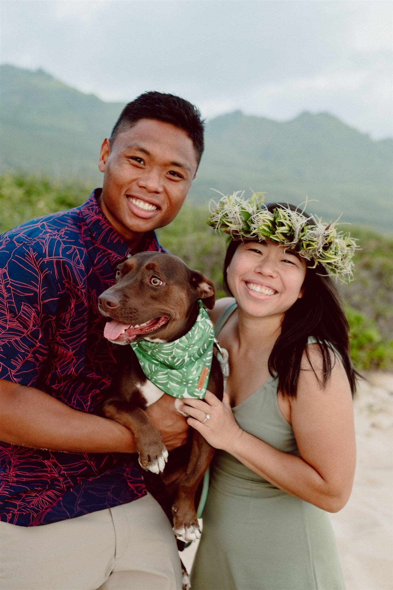 Engagement Session with Their Dog! | Yokohama Bay Beach, Hawaii