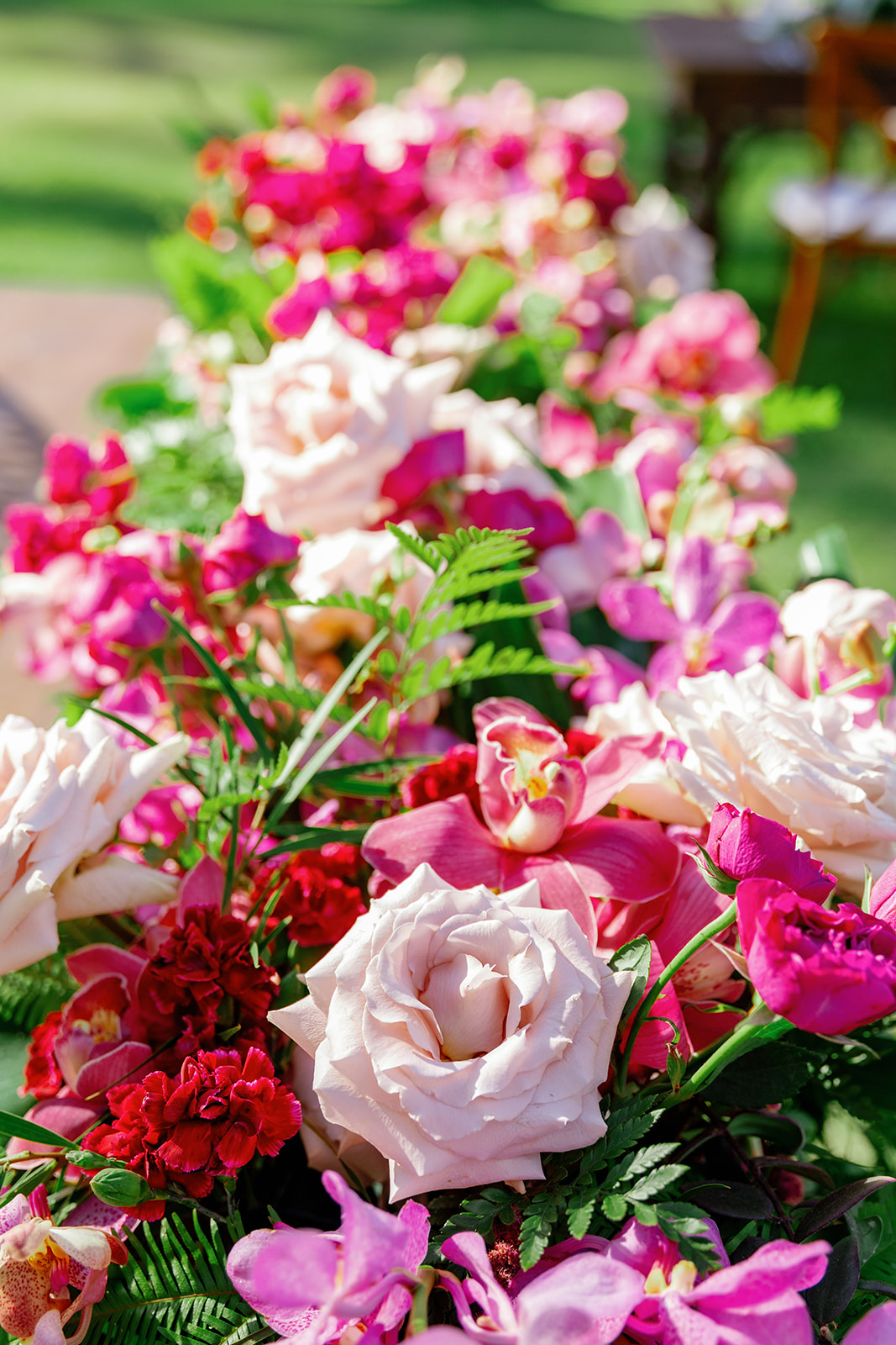 a colorful array of pink flowers 