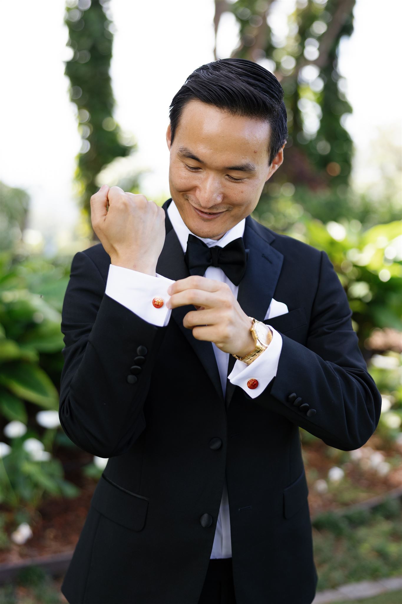 a groom getting ready for his wedding